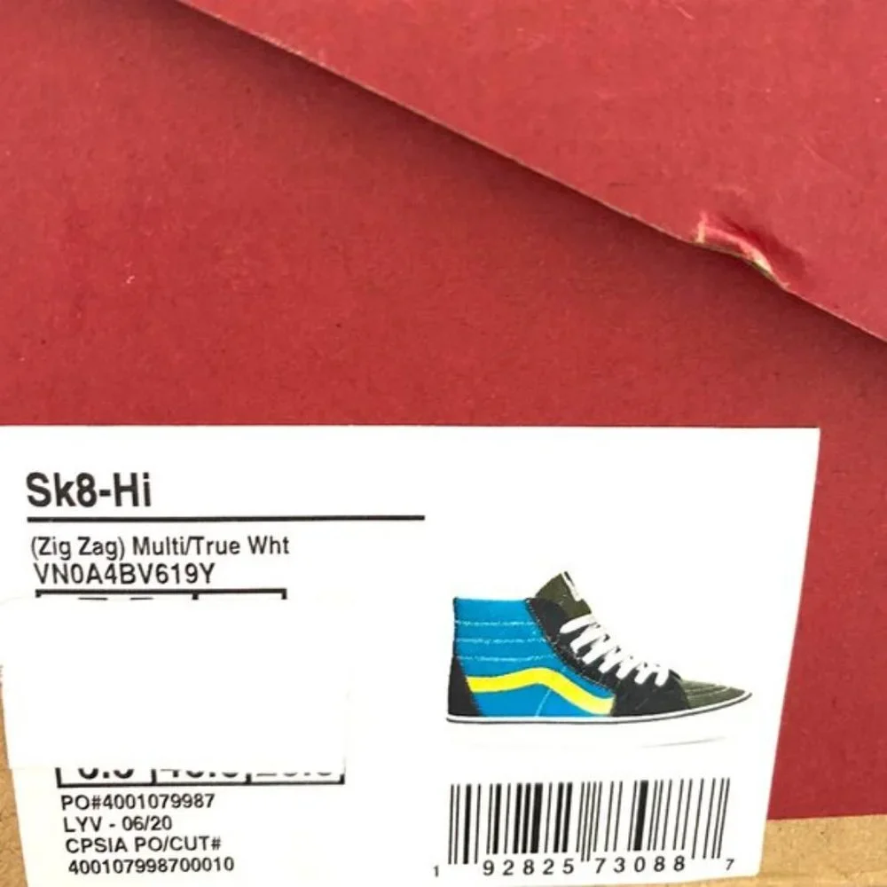 Vans SK8-HI Zig Zag Shoes Women's Size 6 7 Blue Green Suede Canvas VN0A4BV619Y - Picture 10 of 10